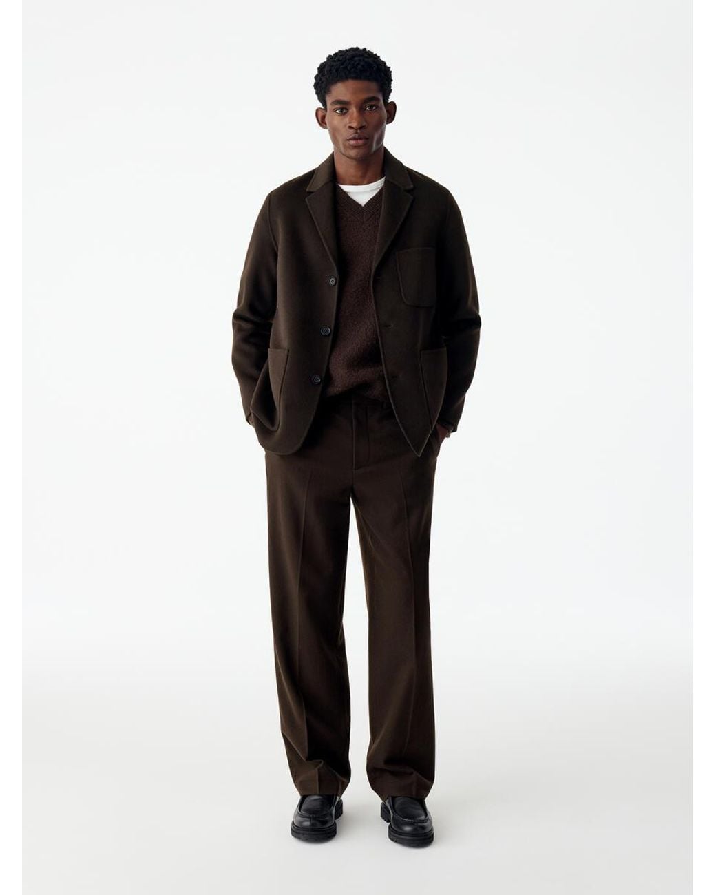 ARKET Brown Wide Flannel Trousers for men