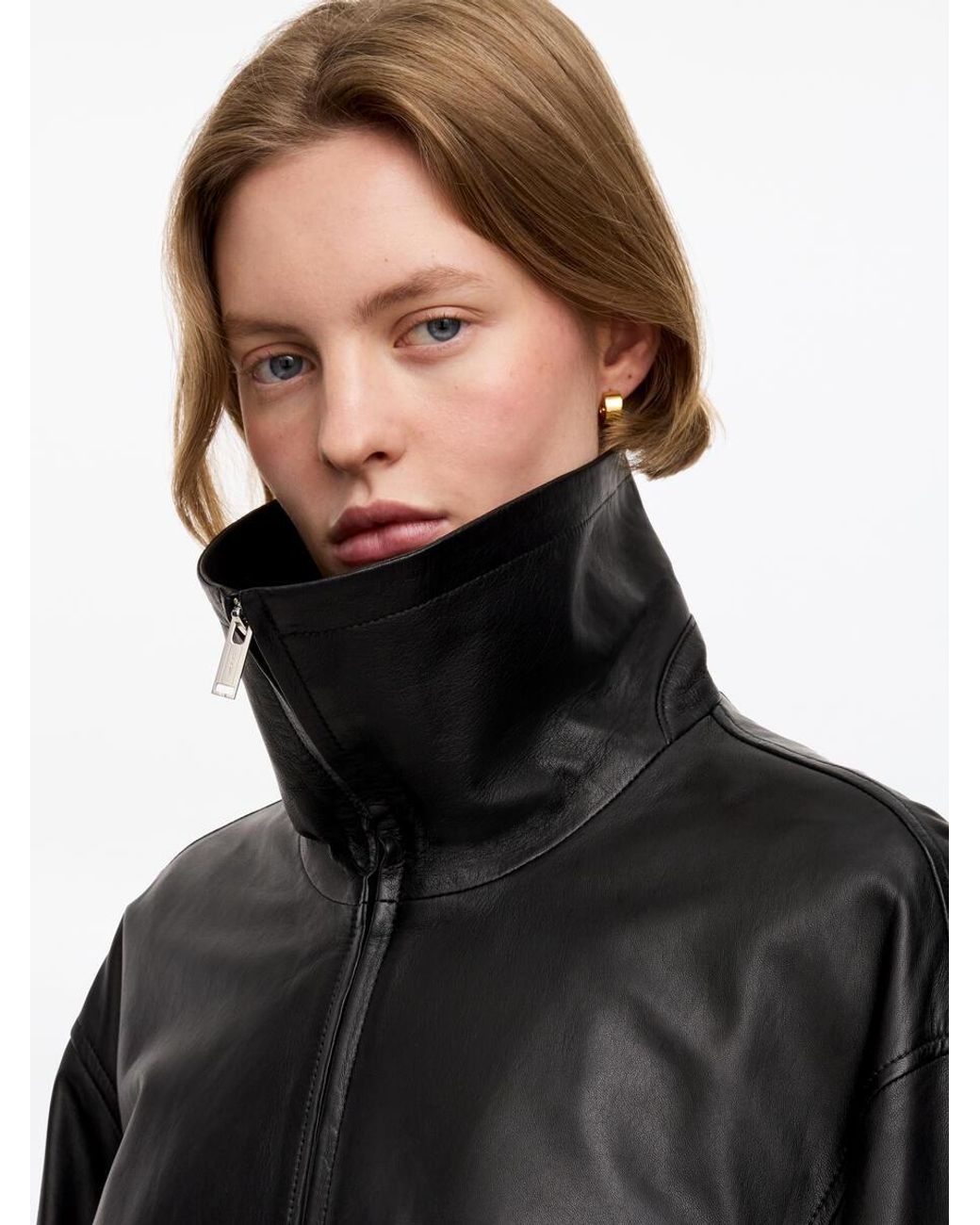 ARKET Black Short Leather Jacket