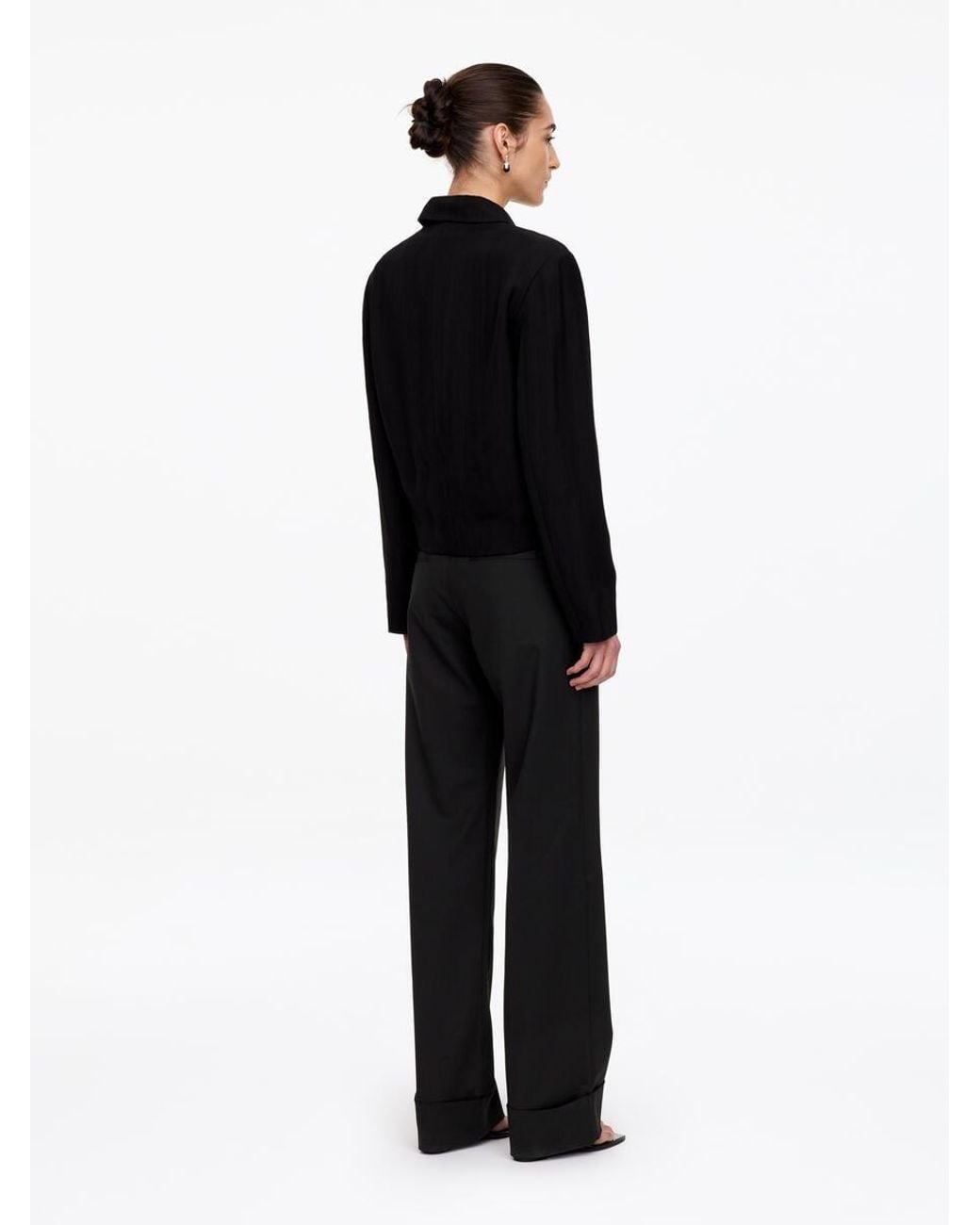 ARKET Black Wool-Blend Fold-Up Trousers