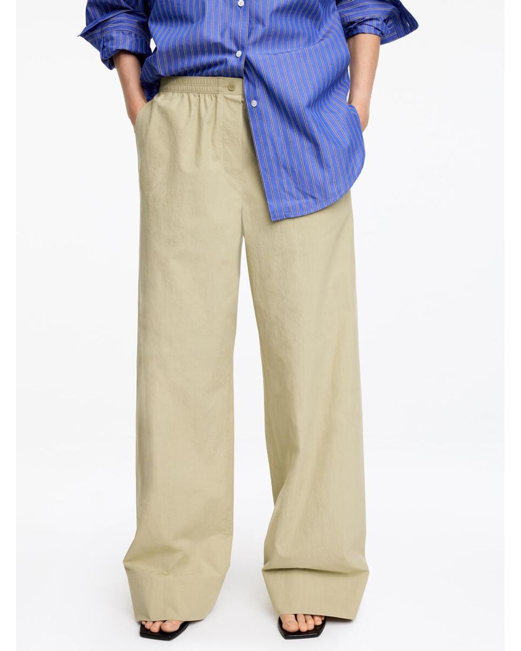 ARKET Blue Relaxed Cotton Trousers