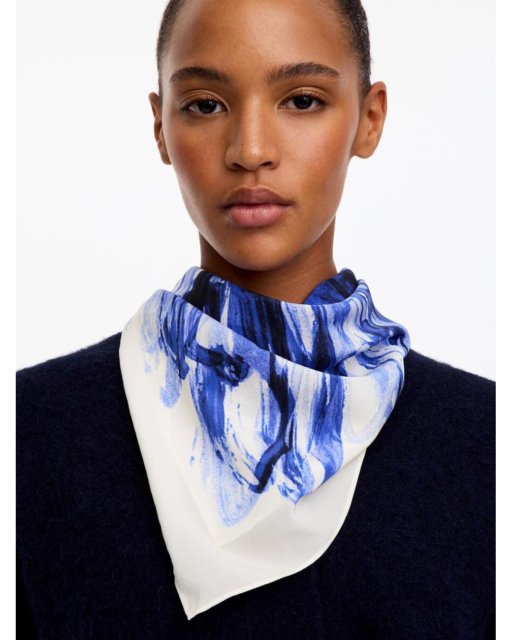 ARKET Blue Printed Silk Scarf