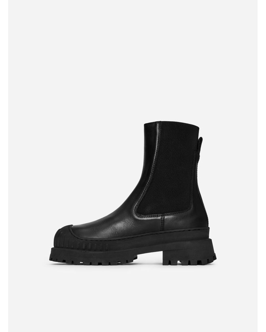 ARKET Black Chunky Leather Ankle Boots