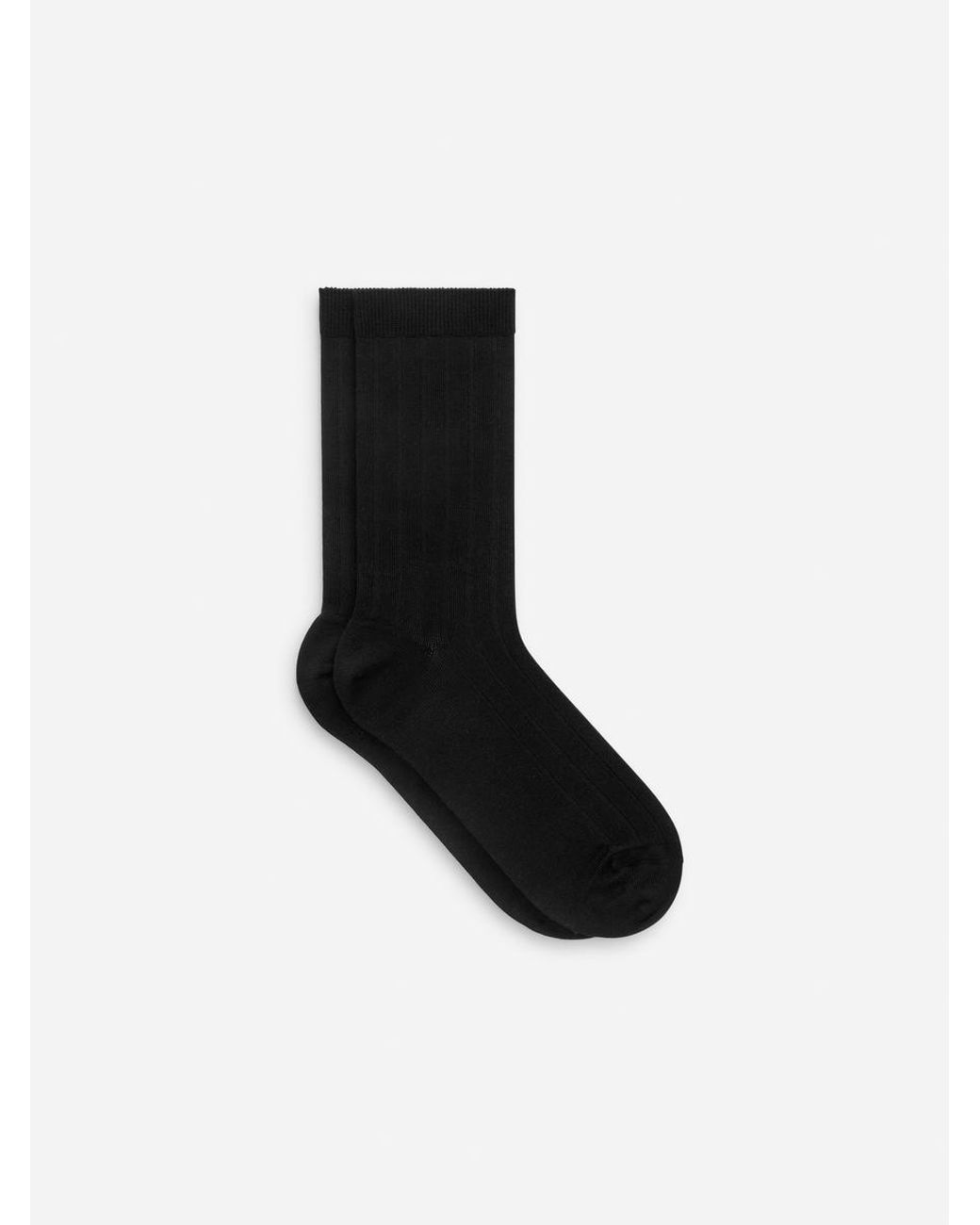 ARKET Black Ribbed Silk-Blend Socks