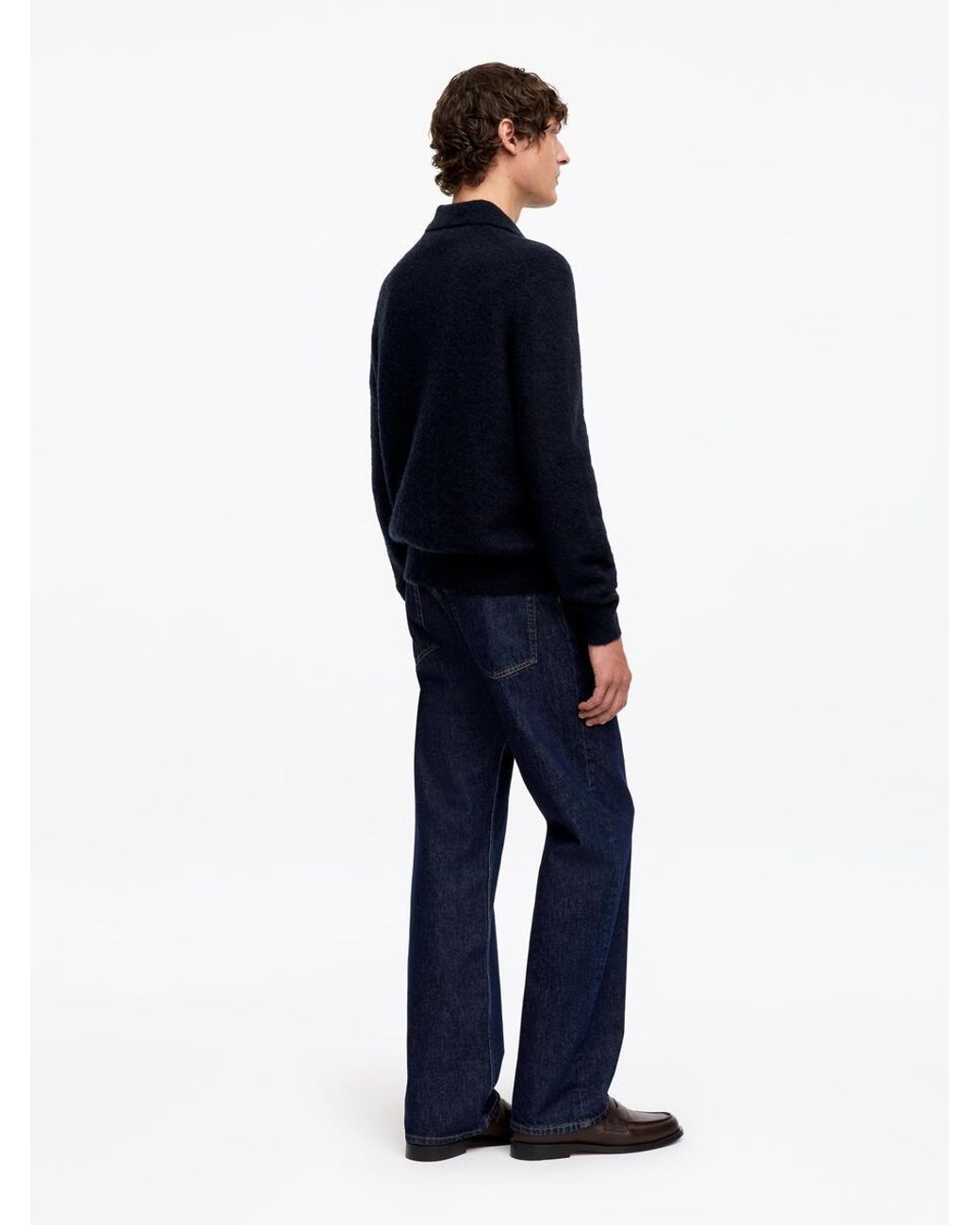 ARKET Blue Knitted Wool Blend Polo Shirt for men