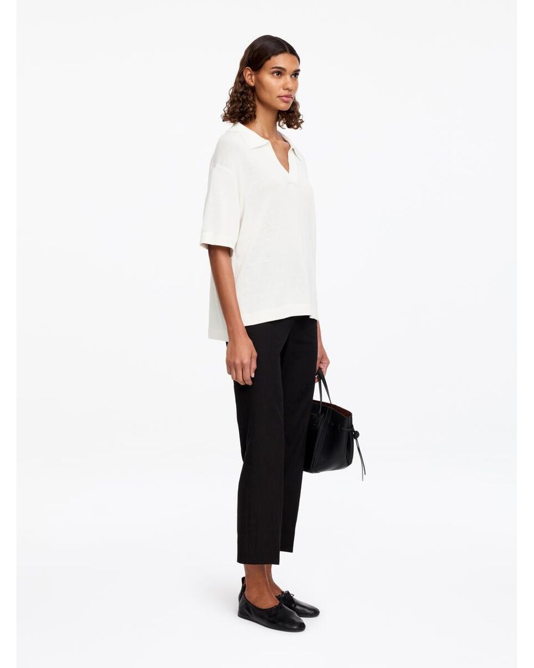 ARKET White Knitted Polo Jumper
