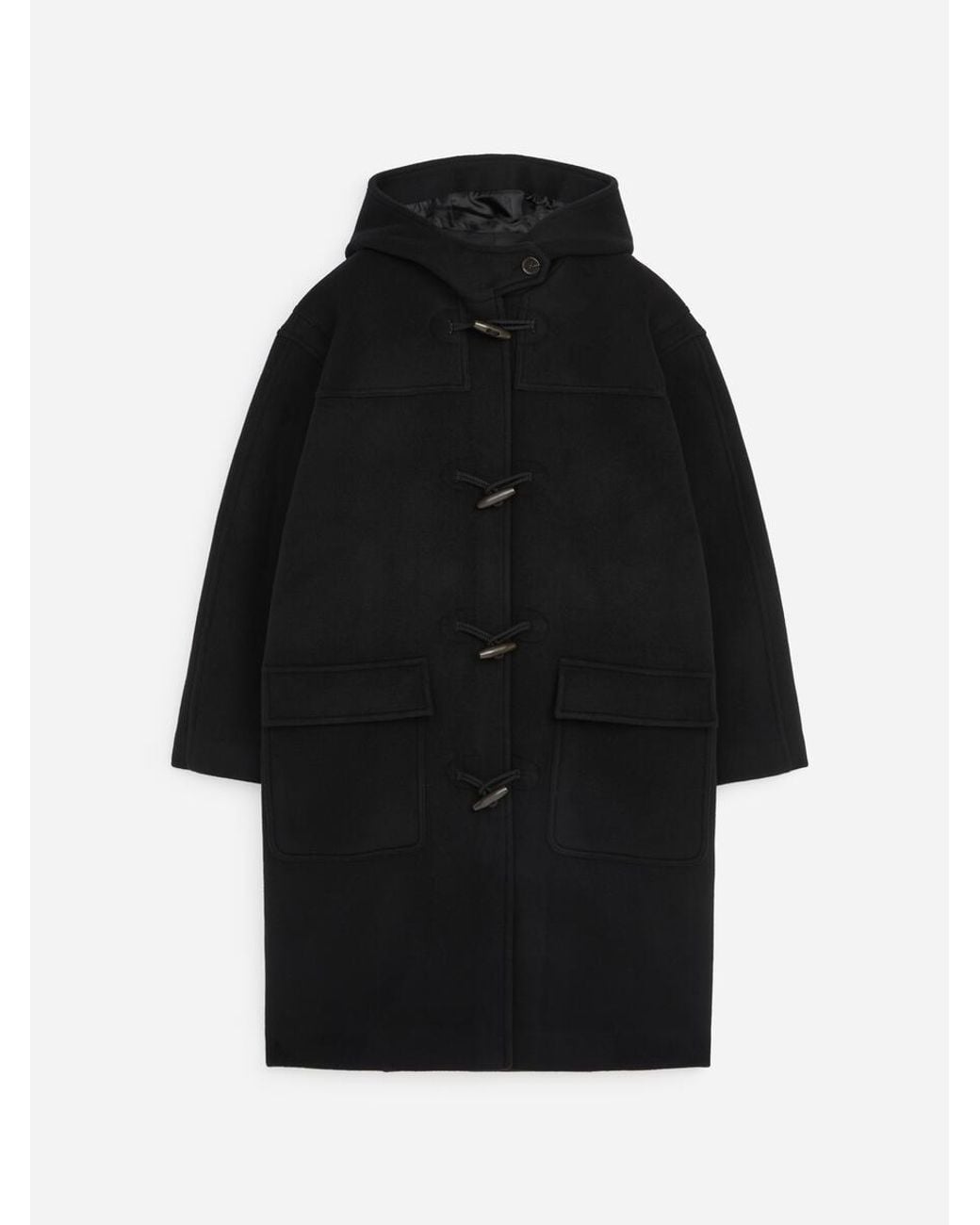 ARKET Black Wool-Blend Duffle Coat