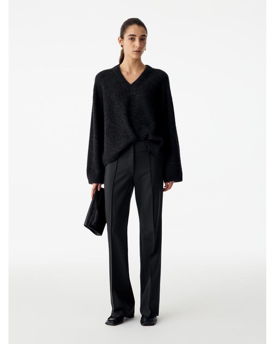ARKET Black Flared Tailored Trousers