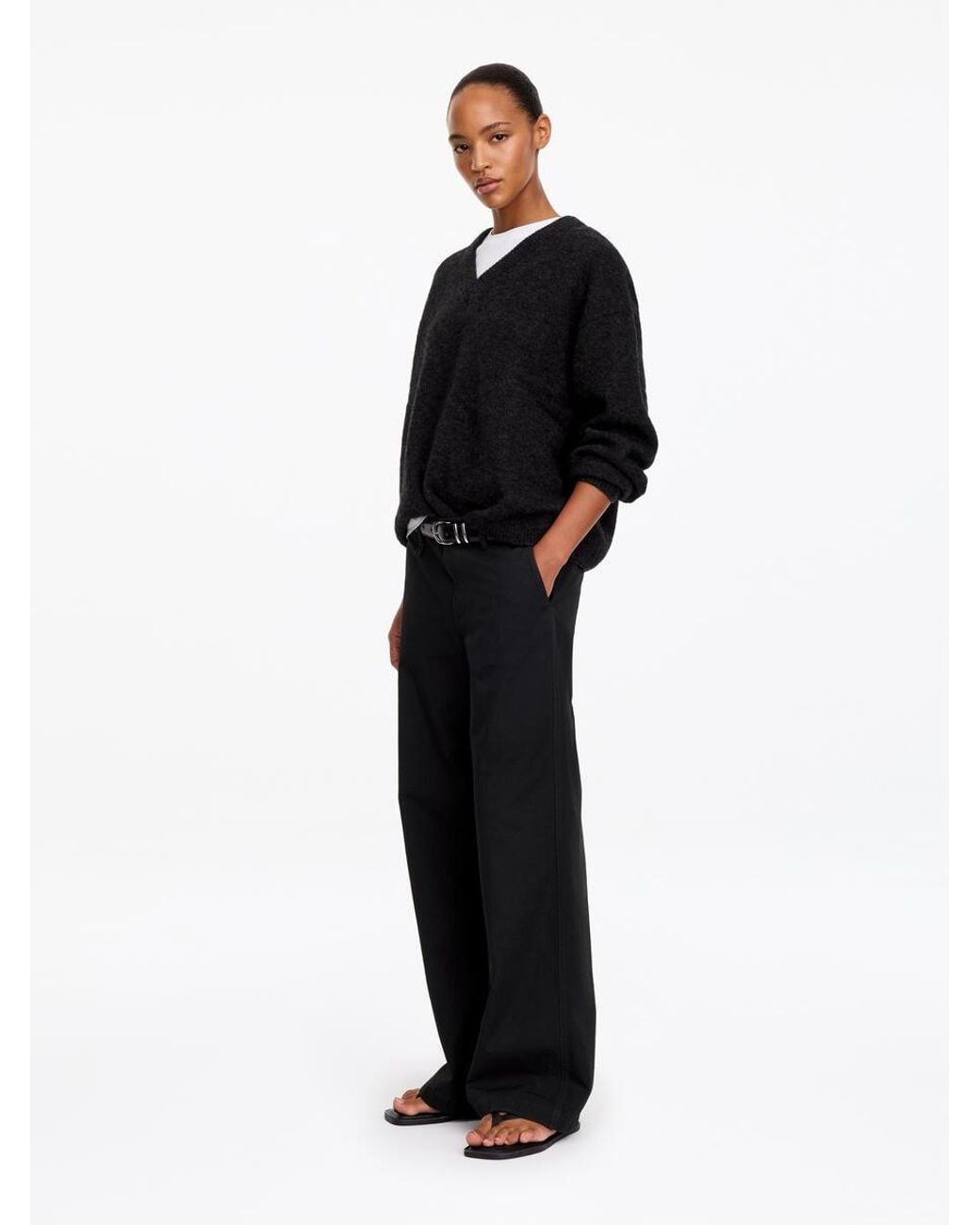 ARKET Black Cotton Chino Trousers