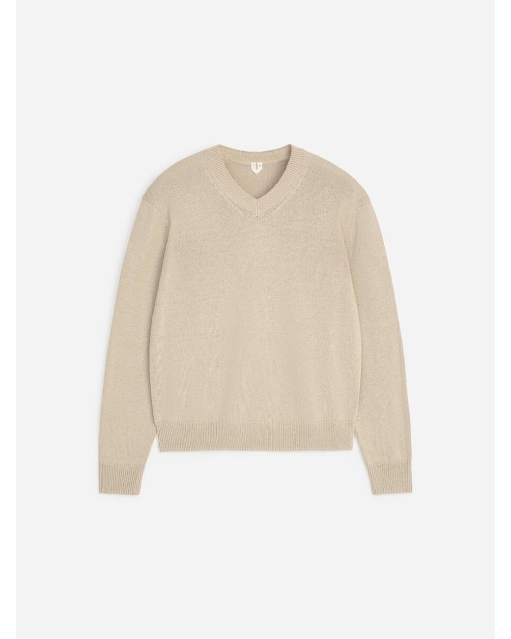 ARKET Natural Linen Cotton V-Neck Jumper for men