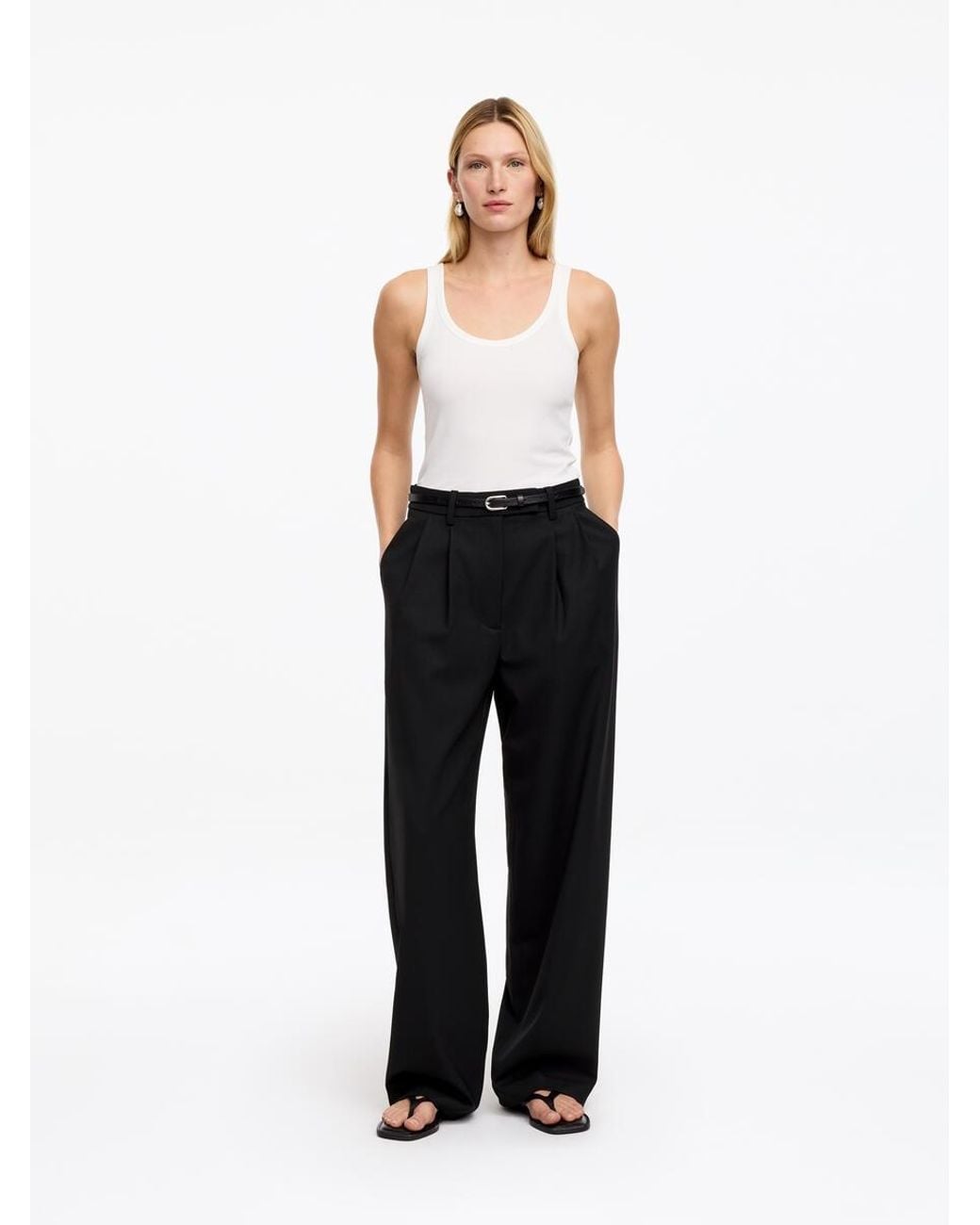 ARKET White Tailored Wool-Blend Trousers