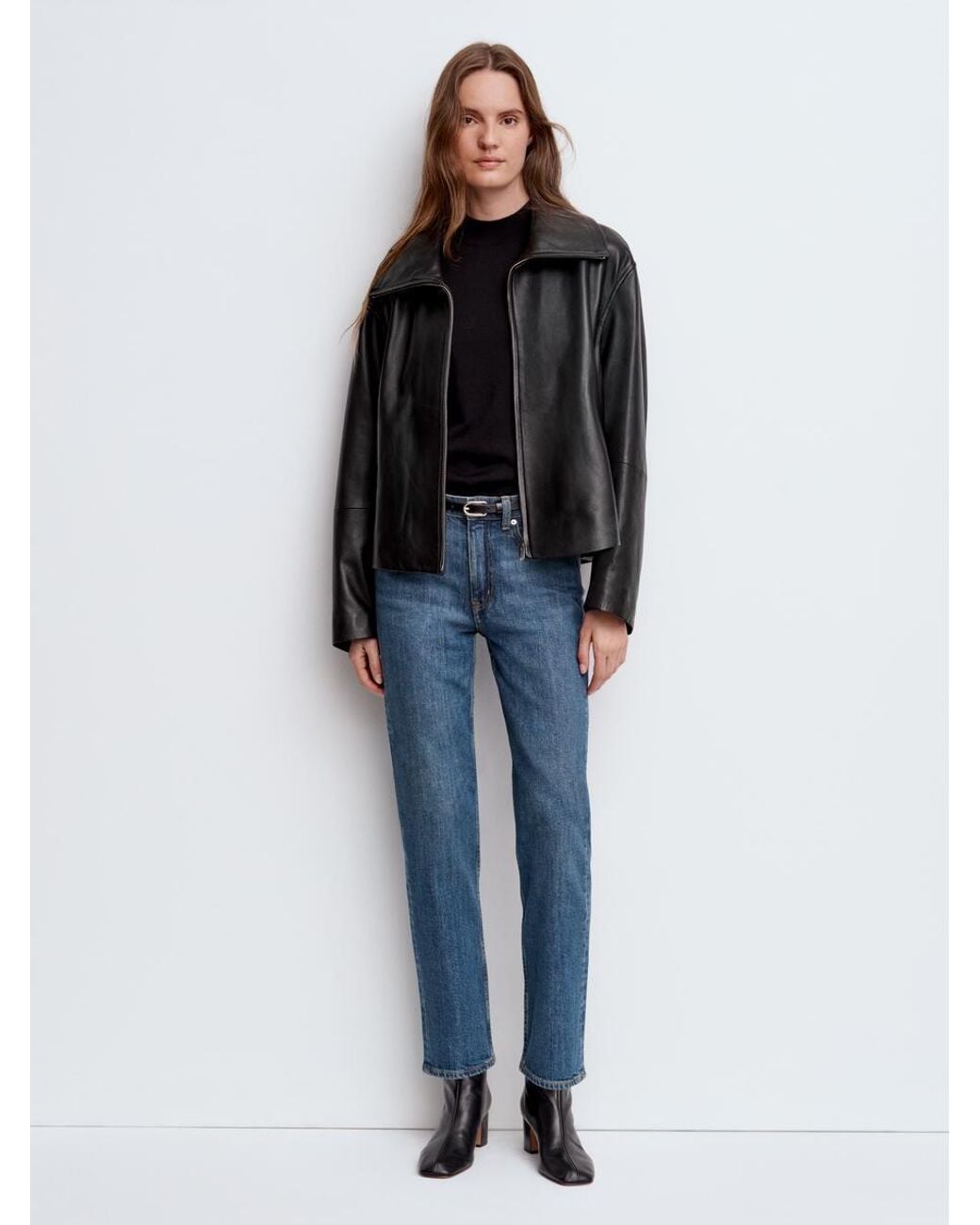 ARKET Black Short Leather Jacket