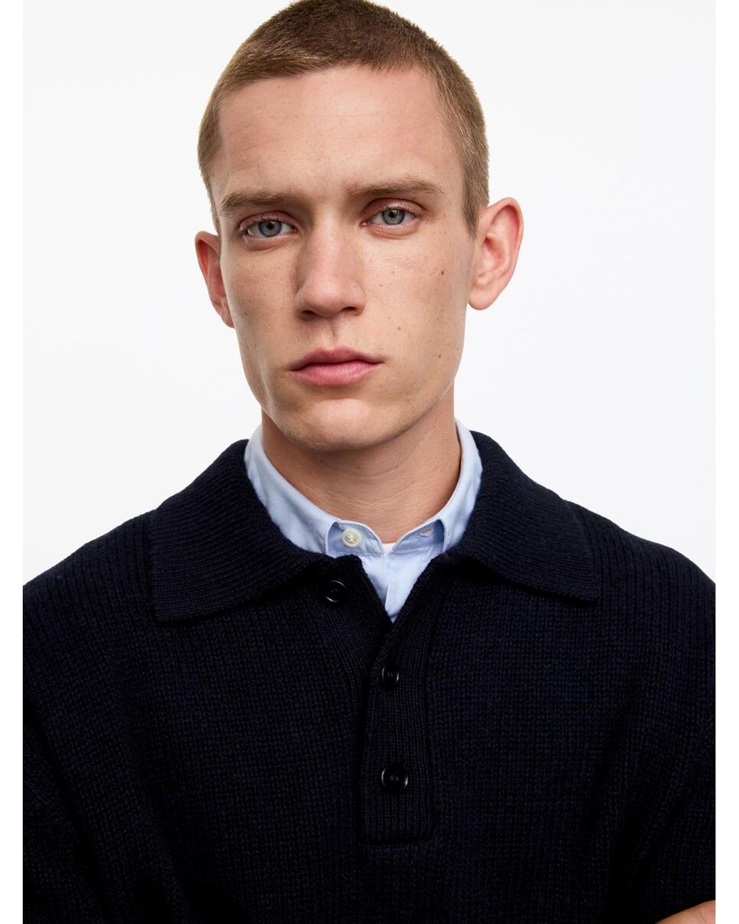 ARKET Blue Wool Polo Jumper for men