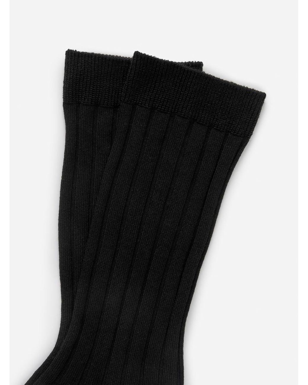 ARKET Black Ribbed Silk-Blend Socks