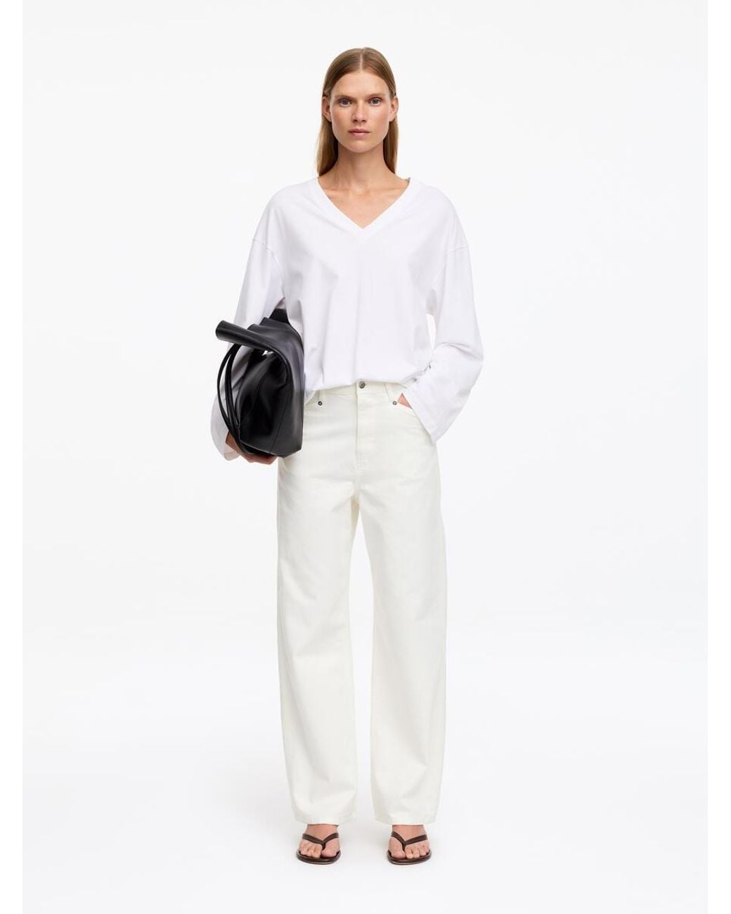 ARKET White Cotton Canvas Utility Trousers