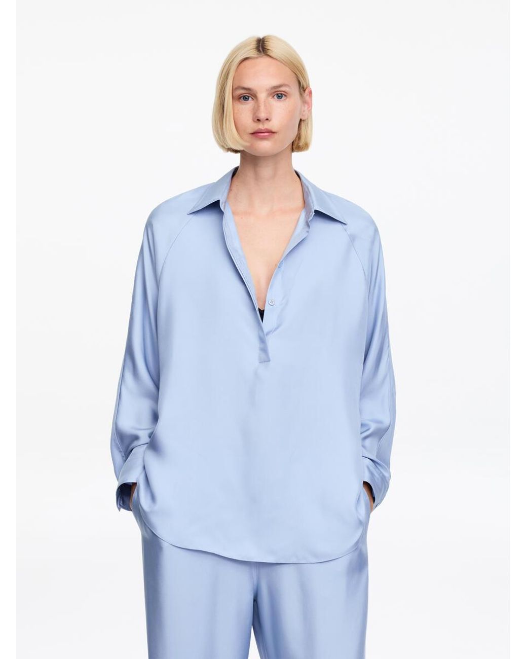 ARKET Blue Silk Twill Shirt