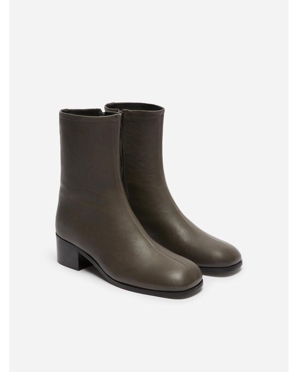 ARKET Gray Square-Toe Leather Ankle Boots