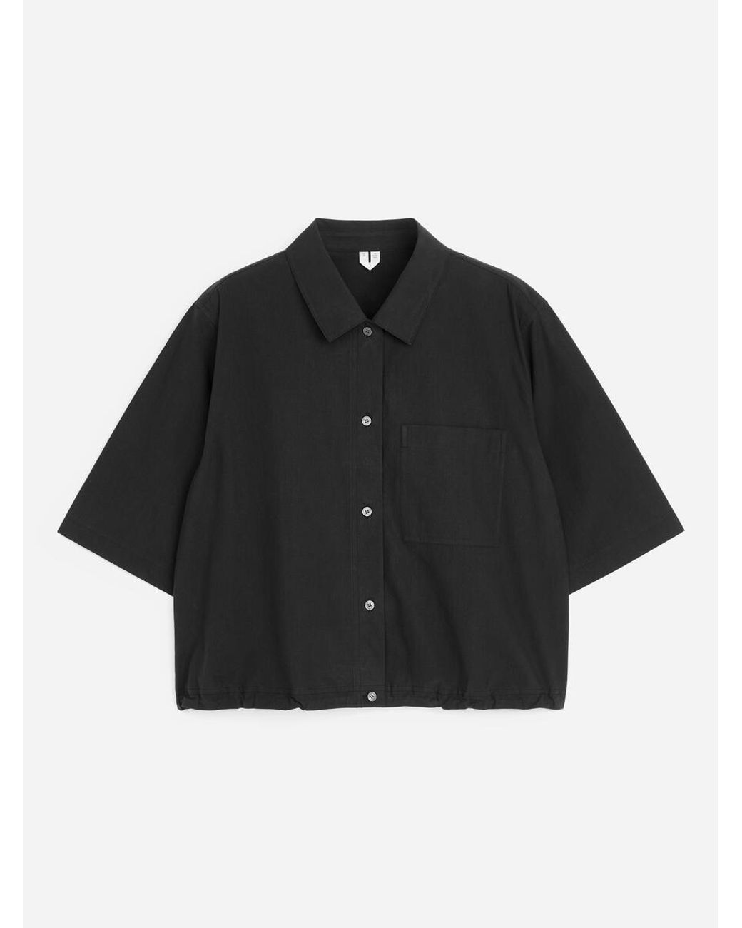 ARKET Black Cotton Short-Sleeve Shirt