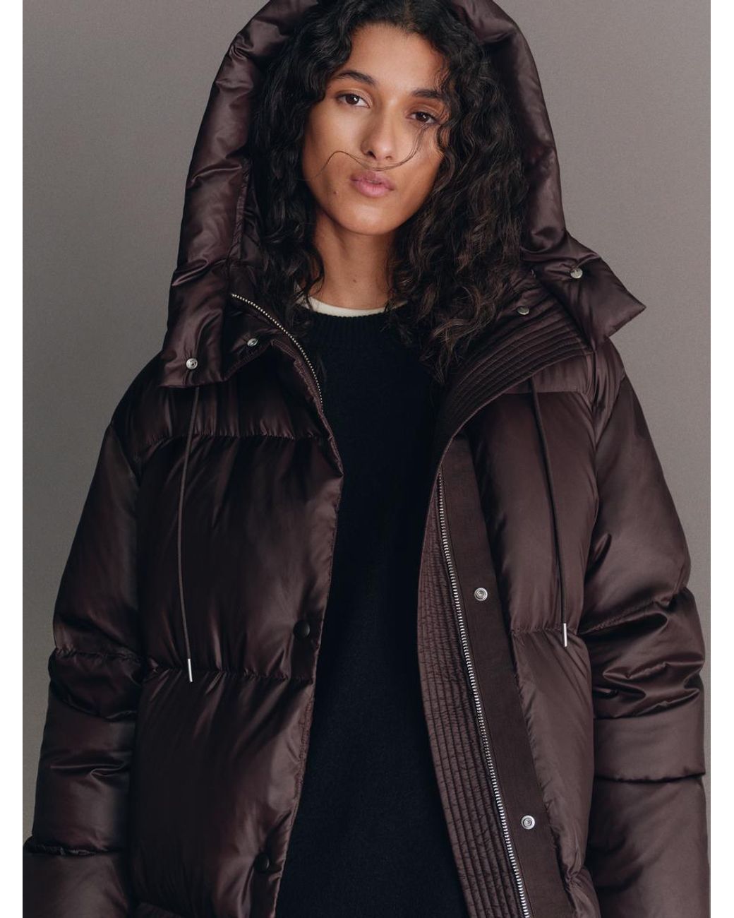 ARKET Black Upcycled Down Long Coat