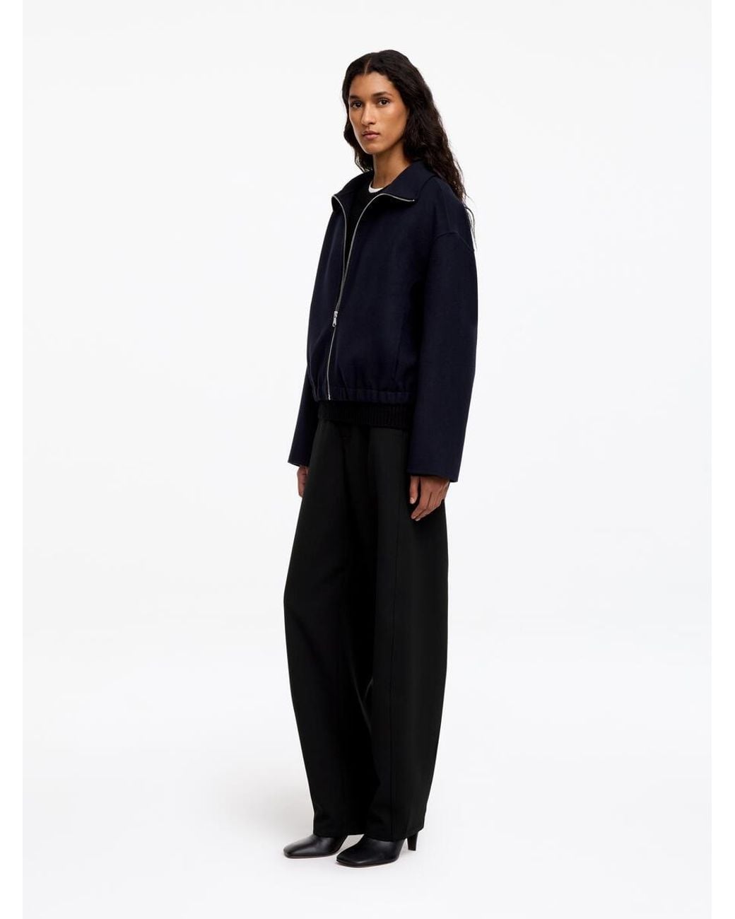 ARKET Blue Barrel-Leg Wool-Blend Trousers