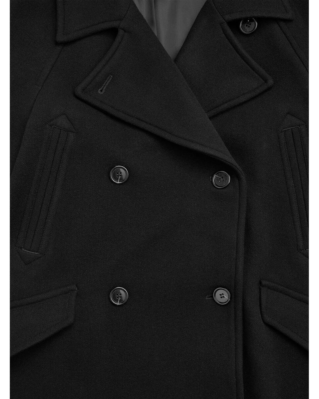 ARKET Blue Wool-Blend Double-Breasted Coat