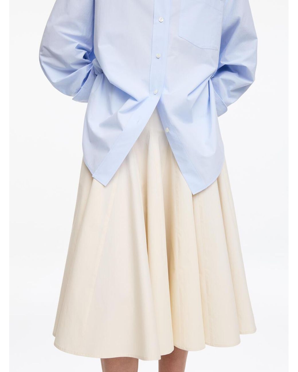 ARKET White Cotton Midi Skirt