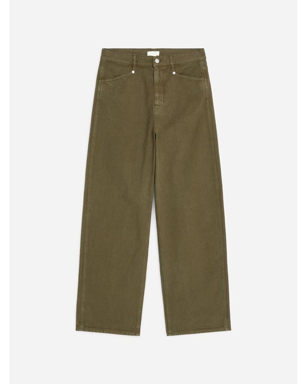 ARKET Green Cotton Canvas Utility Trousers