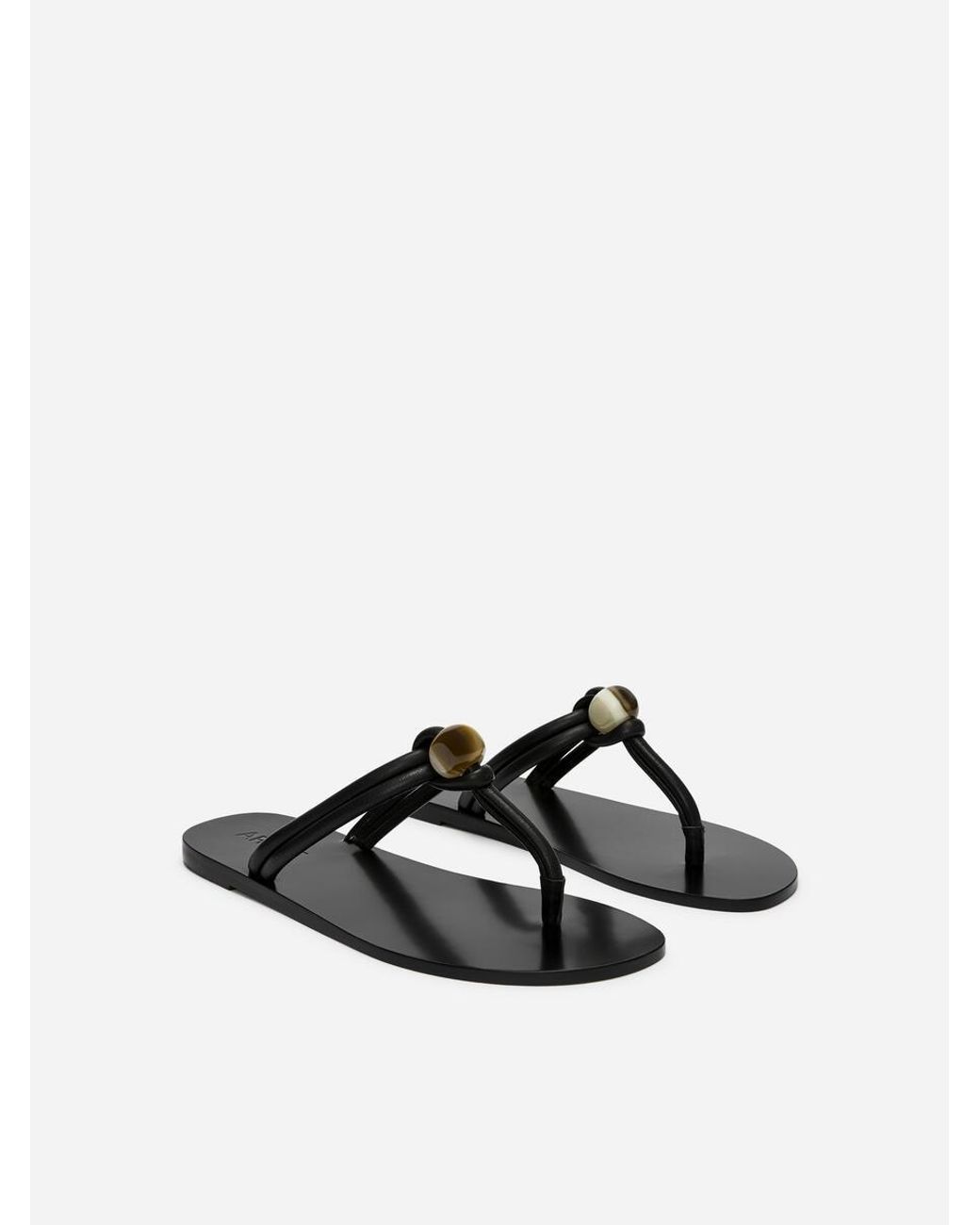 ARKET Brown Beaded Leather Flip Flops