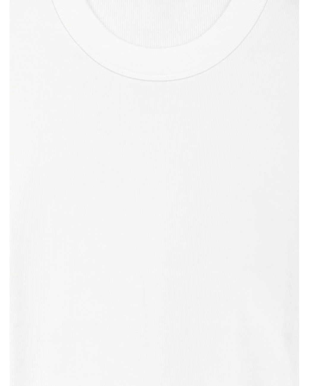 ARKET White Slim Crop-Sleeve Rib T-Shirt