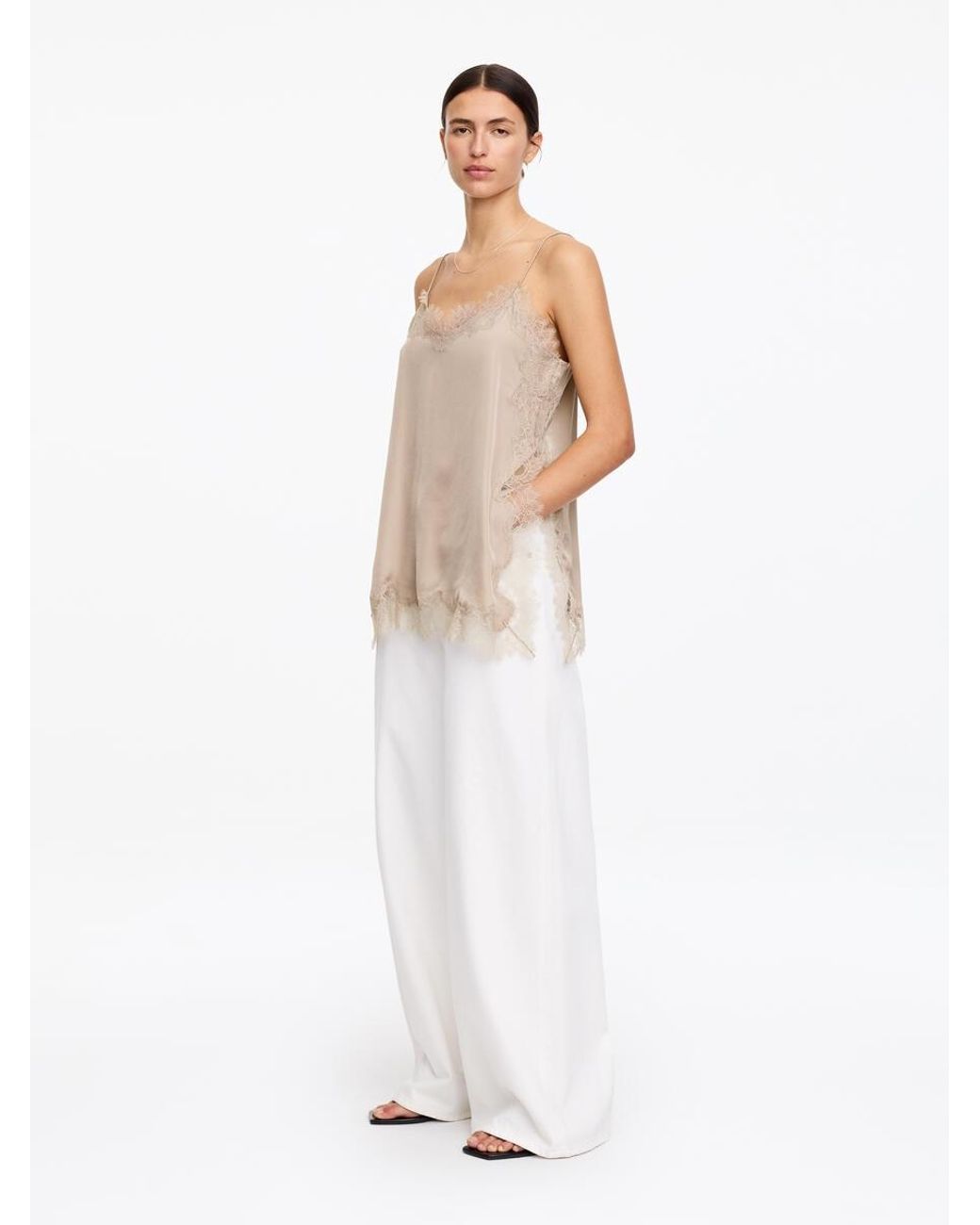 ARKET Natural Lace-Detail Strap Top