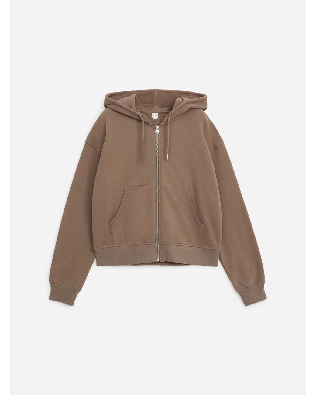 ARKET Brown Zip Terry Cotton Hoodie