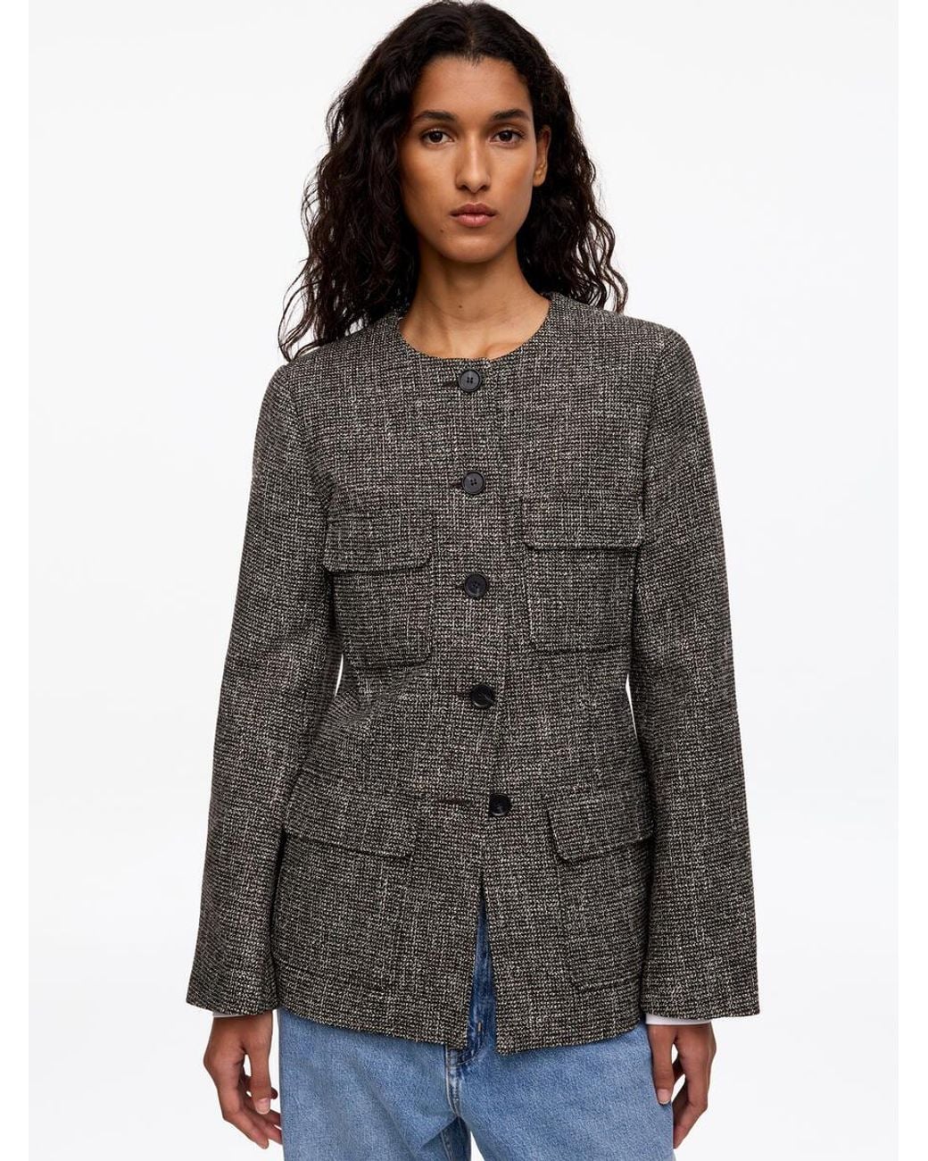 ARKET Gray Wool-Cotton Blend Utility Jacket