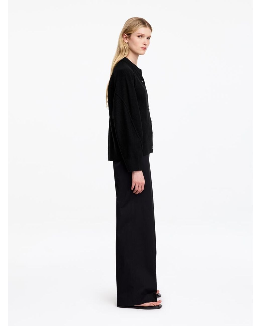 ARKET Black Boiled Wool Cardigan