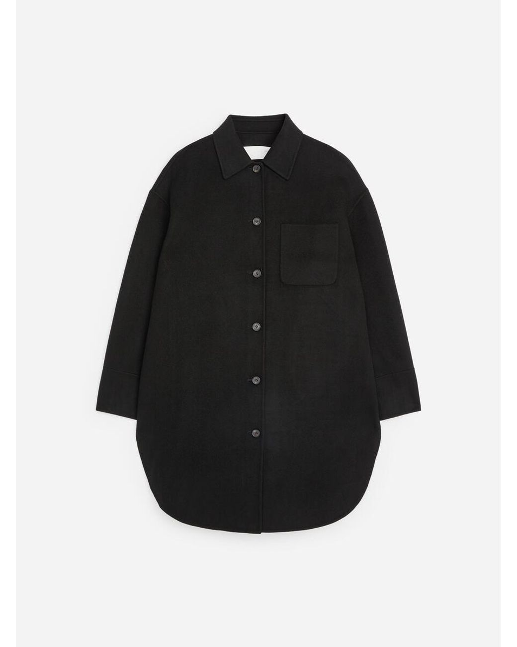 ARKET Black Doublé Wool-Blend Overshirt
