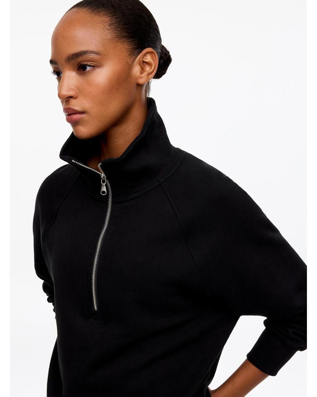 ARKET Black Half-Zip Terry Sweatshirt