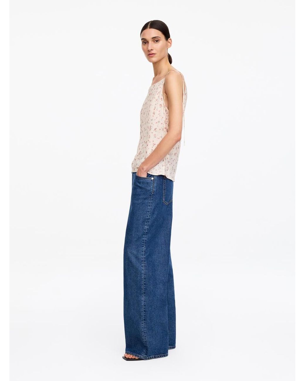 ARKET Blue Silk Strap Top