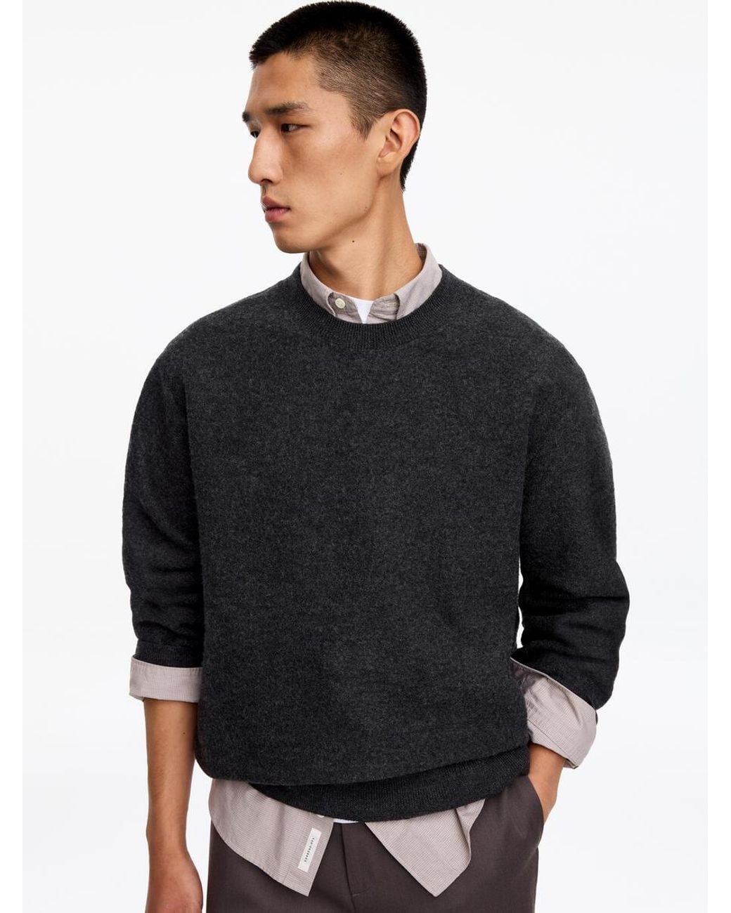 ARKET Black Boiled-Wool Jumper for men