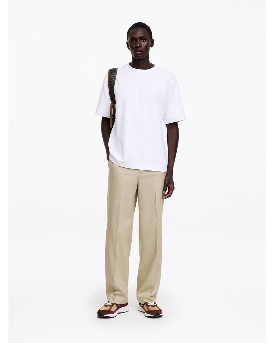 ARKET Green Wide Cotton Linen Trousers for men
