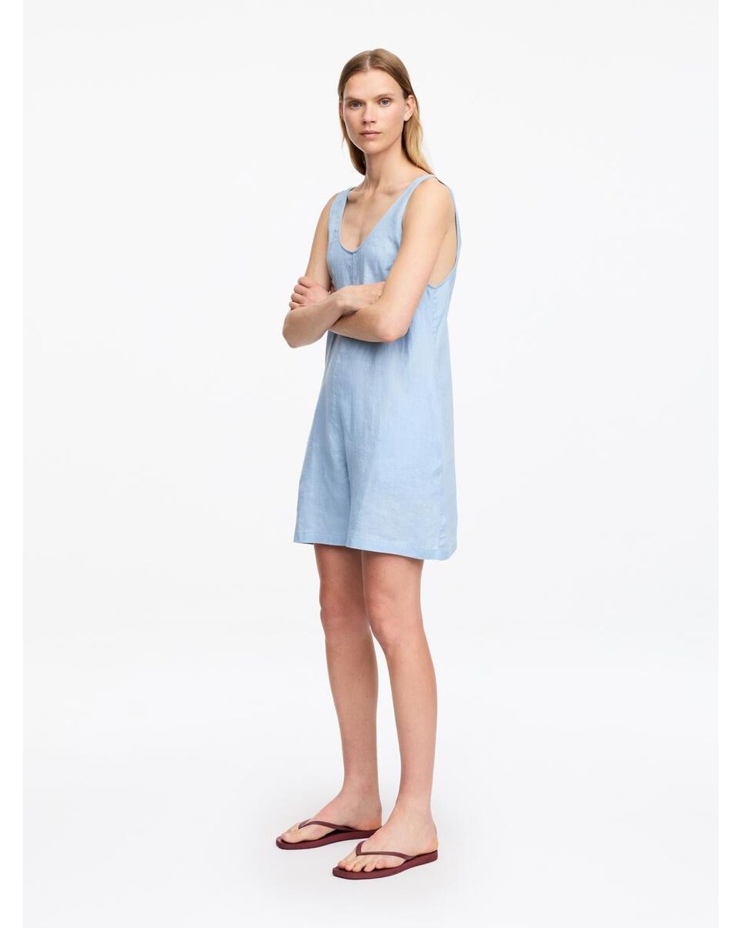 ARKET Blue Short Linen Jumpsuit