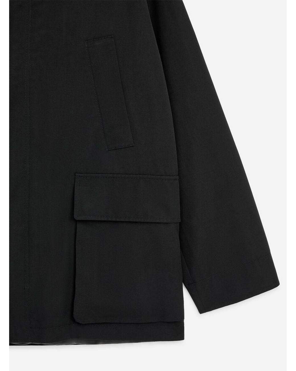 ARKET Black Waxed Mid-Length Coat for men