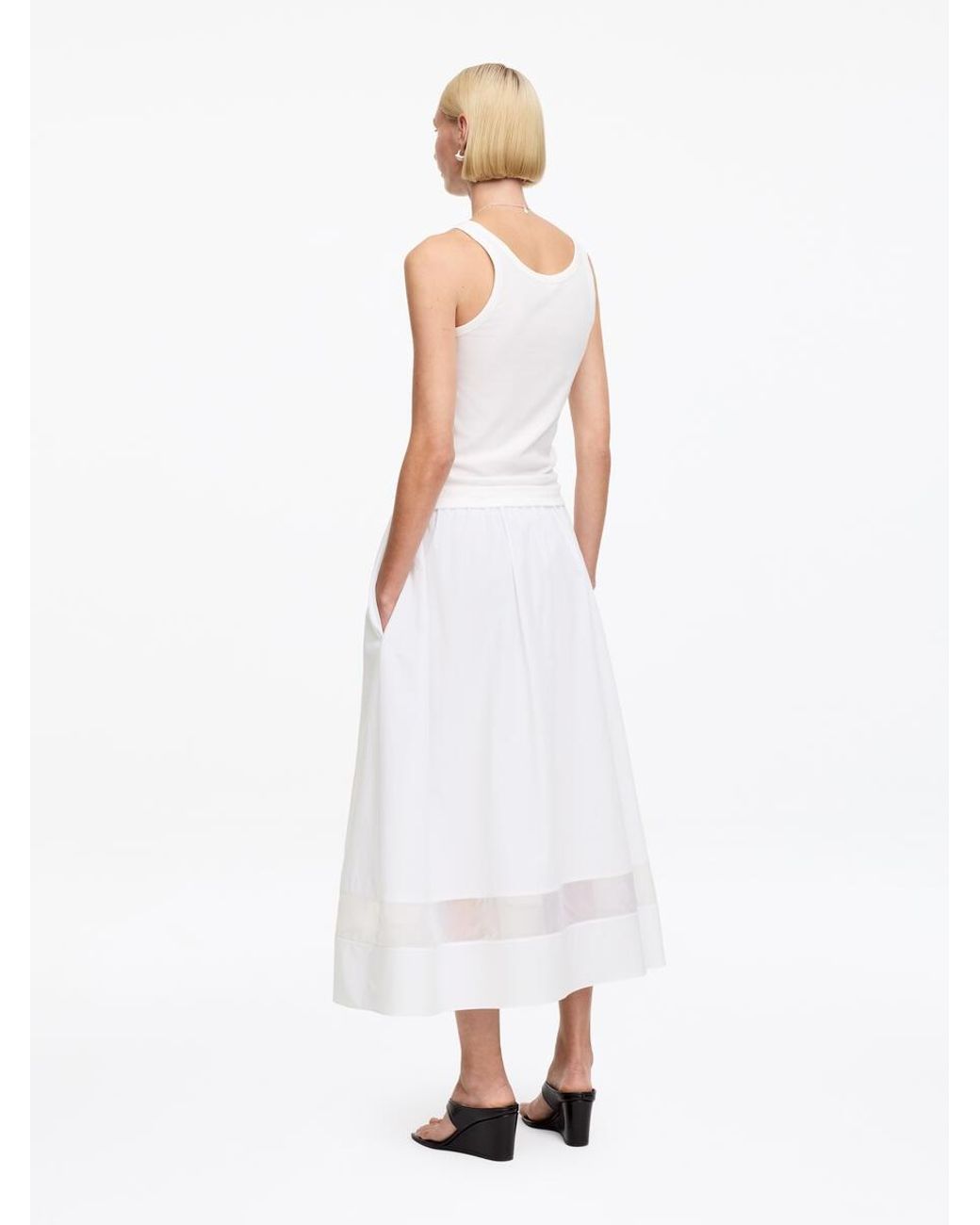 ARKET White Organza Panel Midi Skirt