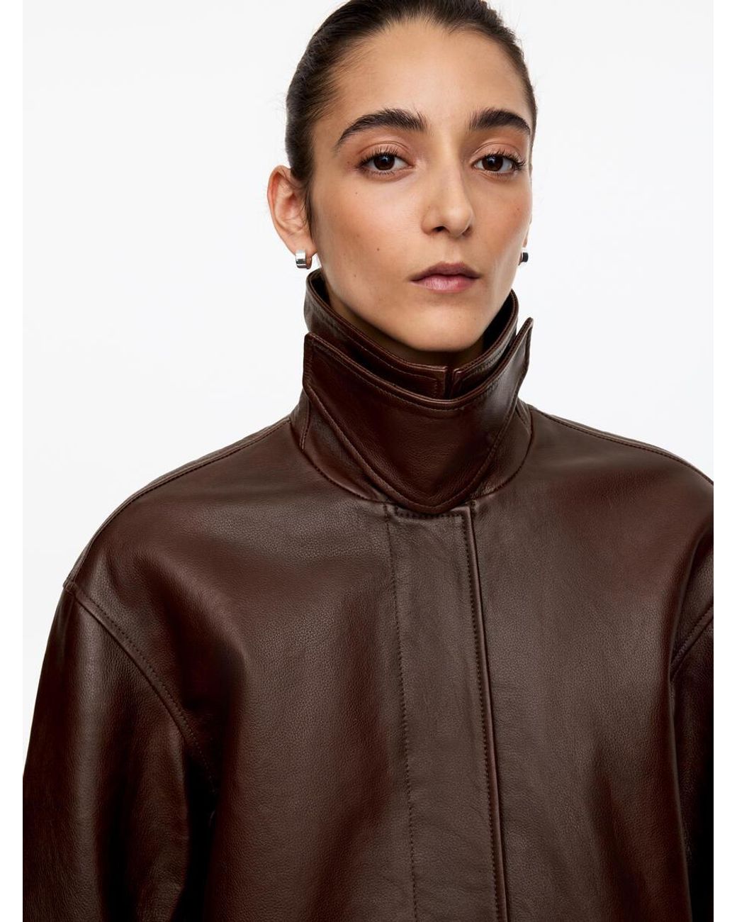 ARKET Blue Short Leather Jacket