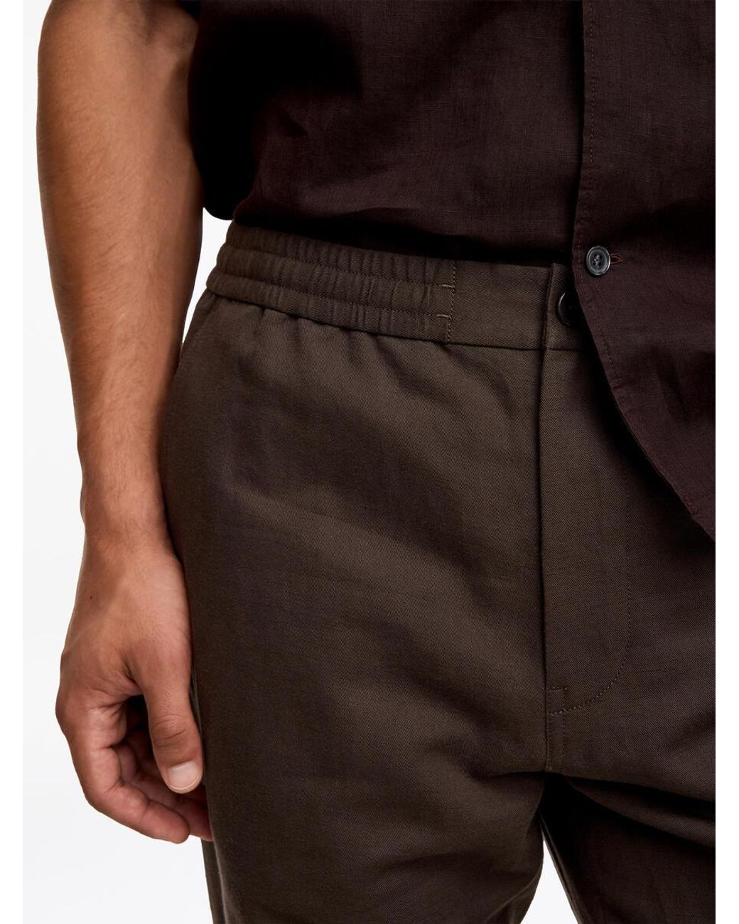 ARKET Brown Linen Blend Trousers for men