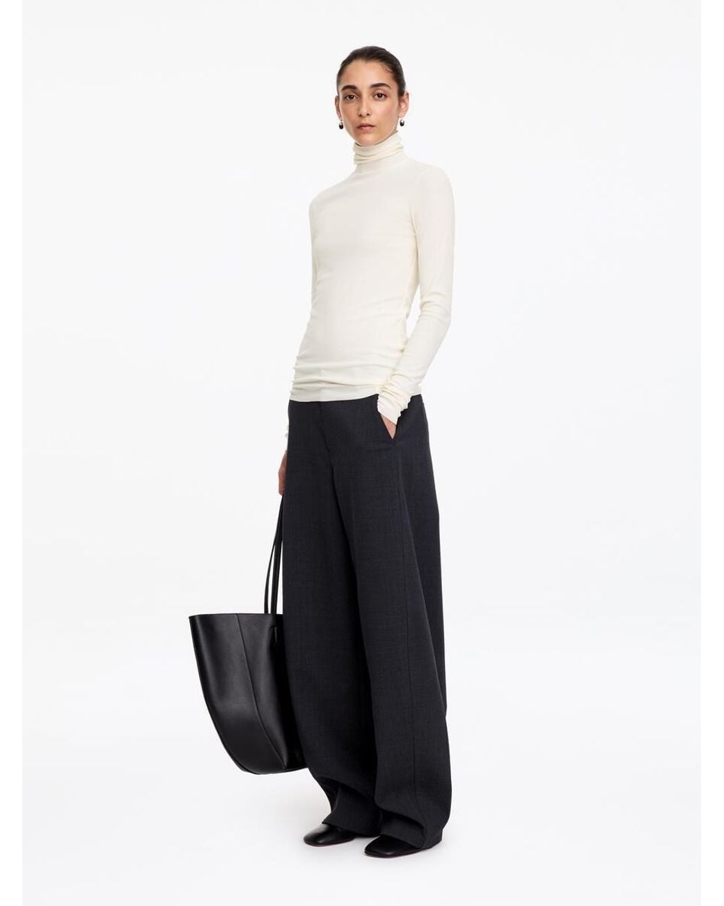 ARKET White Roll-Neck Cotton Top
