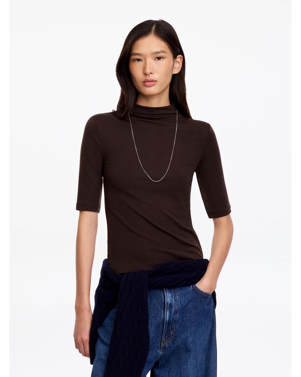 ARKET Red Mock-Neck Lyocell Top