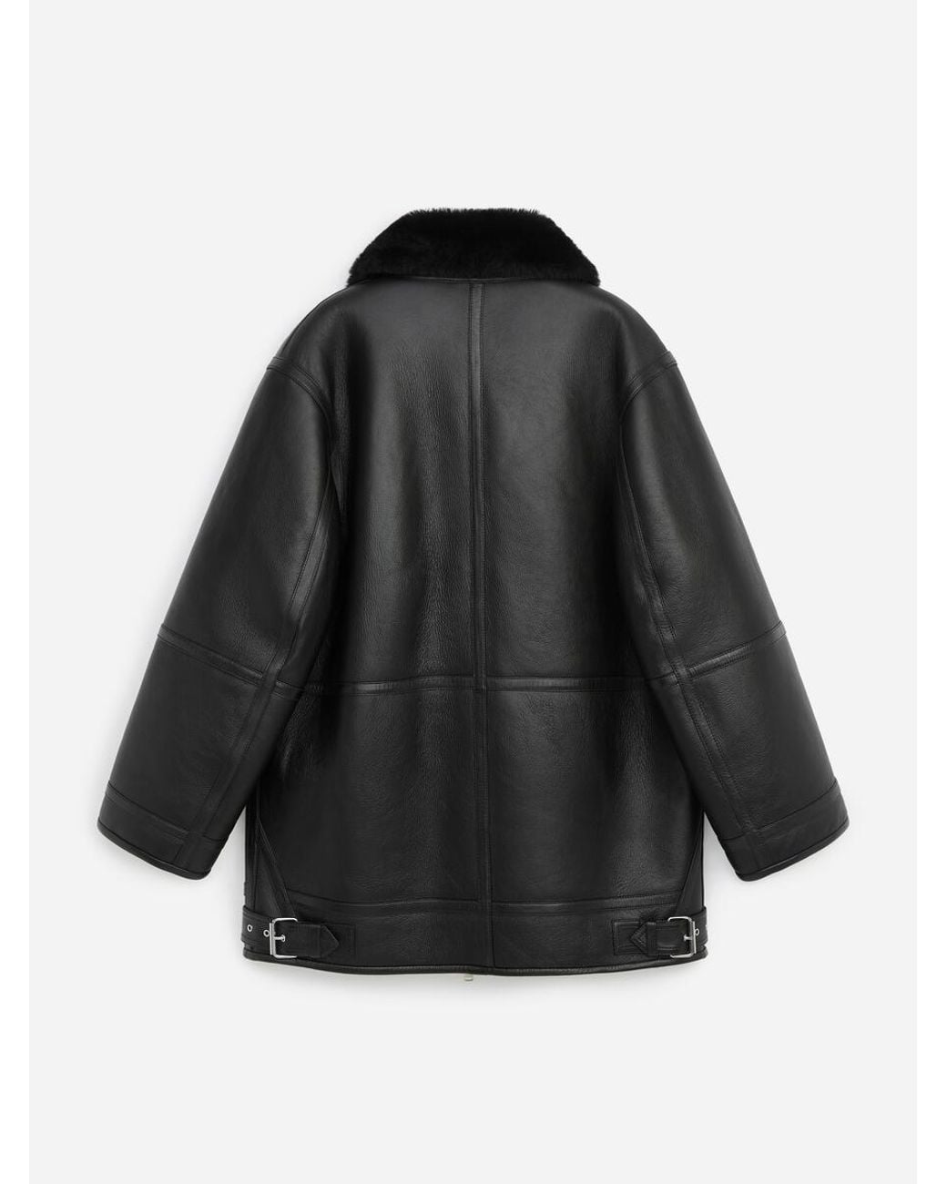 ARKET Black Oversized Shearling Jacket