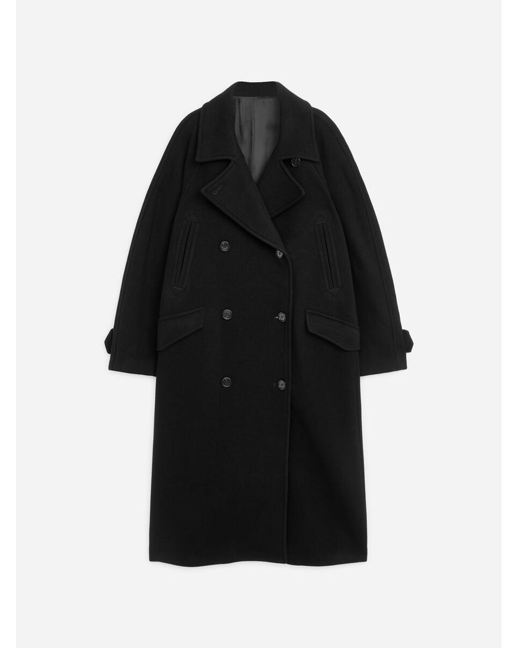 ARKET Blue Wool-Blend Double-Breasted Coat