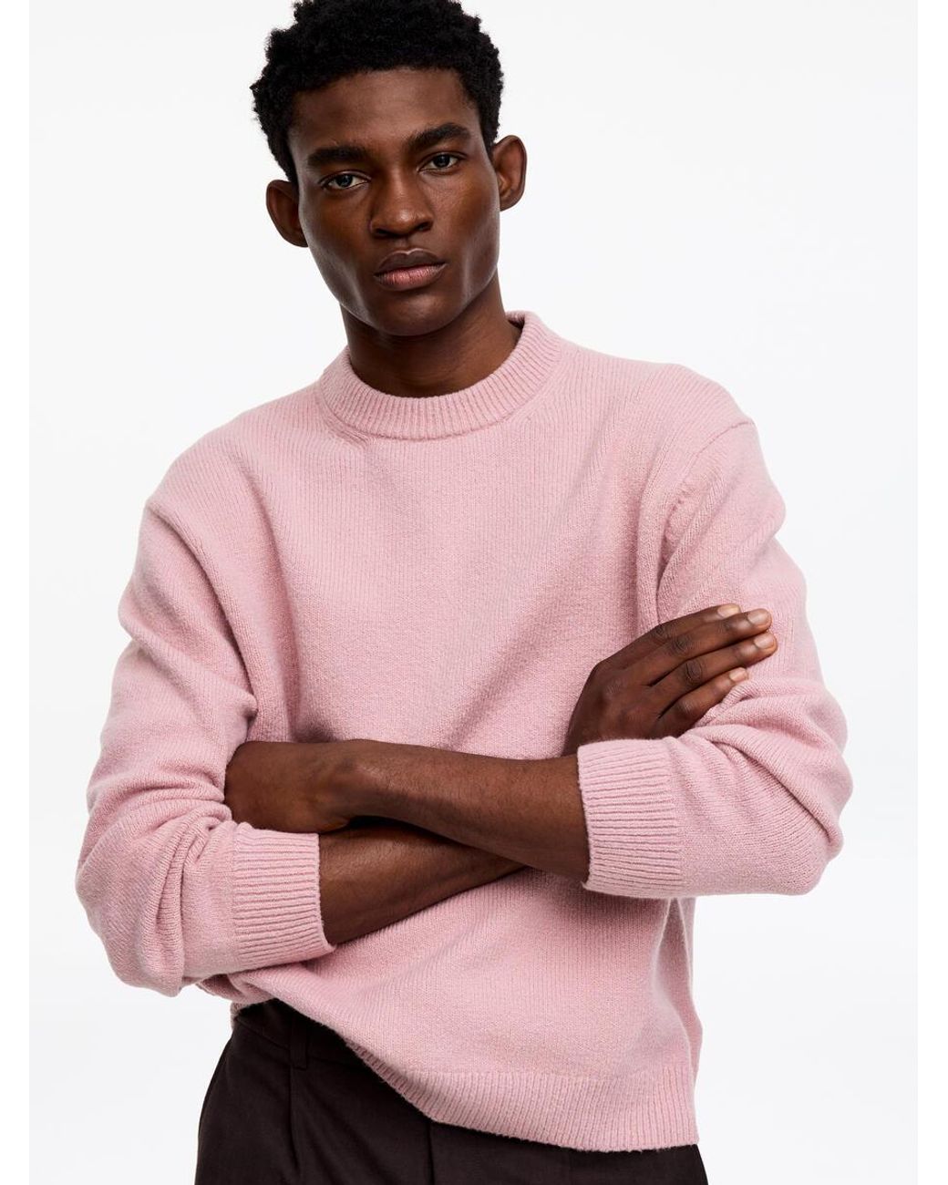 ARKET Pink Knitted Crewneck Jumper for men
