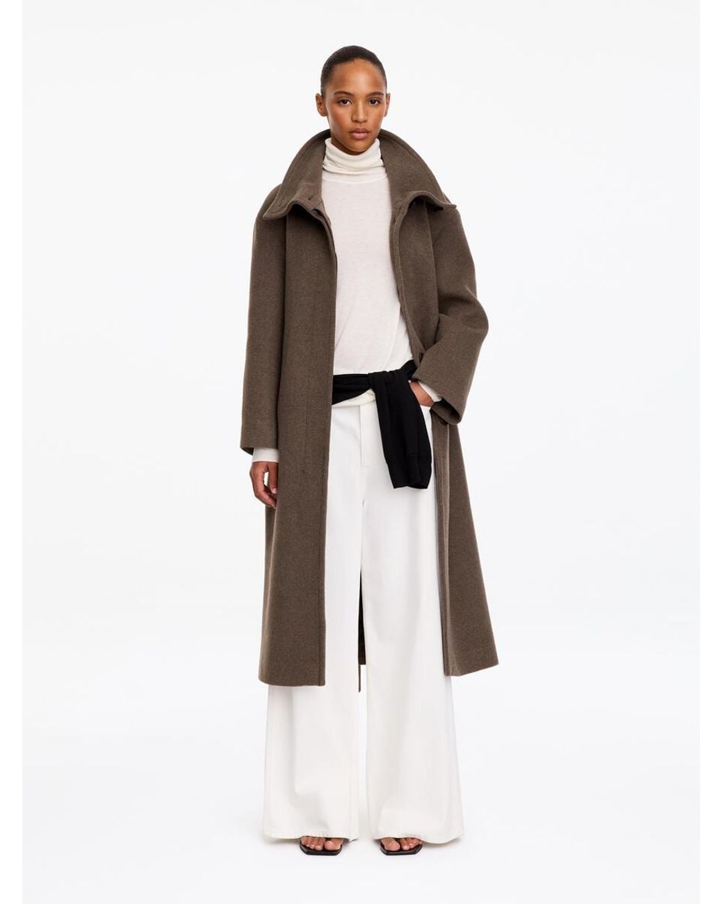 ARKET Natural Wool-Blend Belted Coat