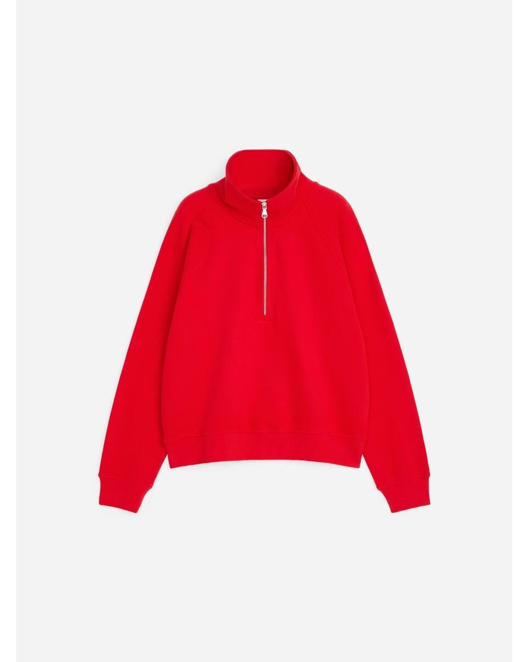 ARKET Red Half-Zip Terry Sweatshirt