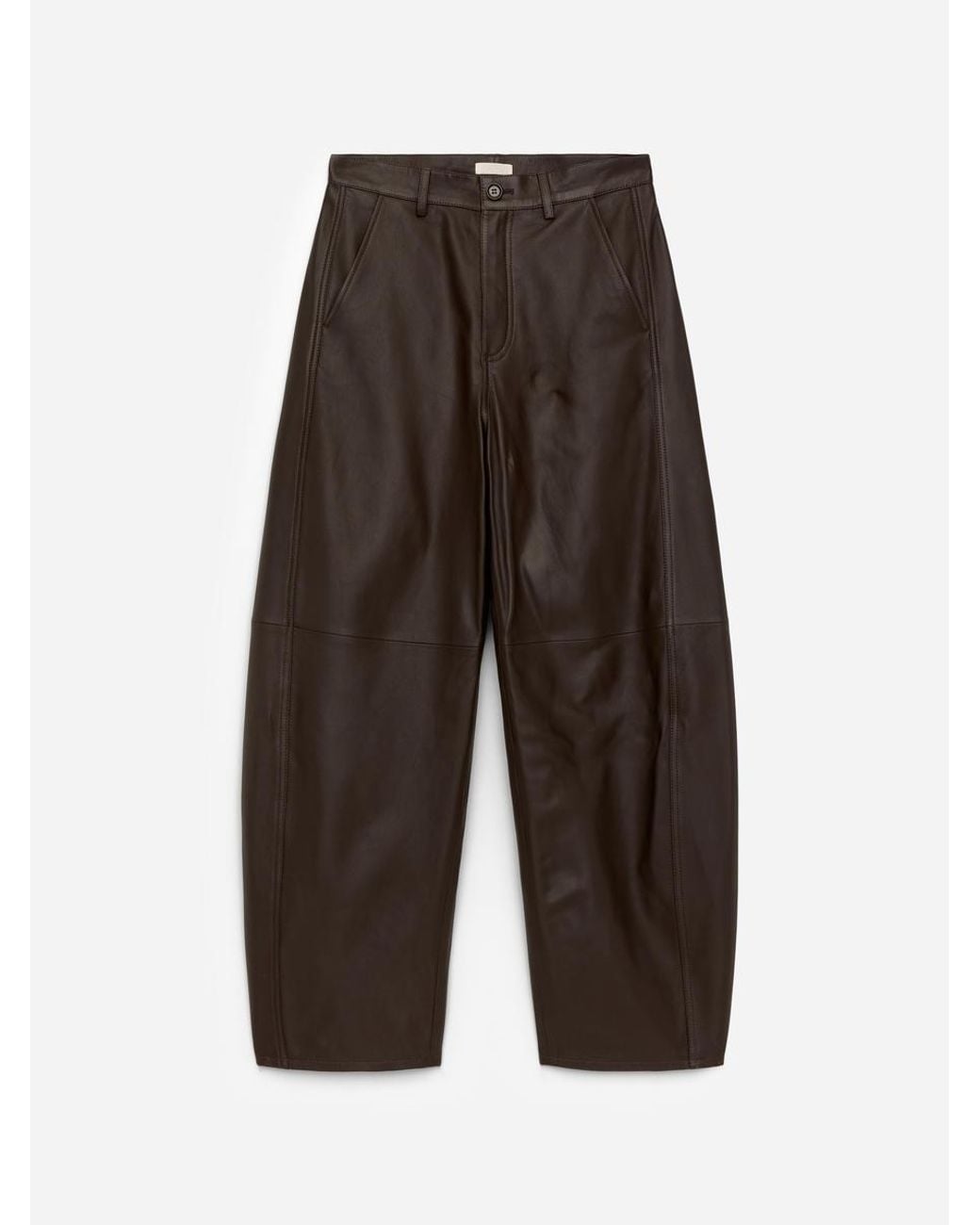 ARKET Black Barrel Leather Trousers
